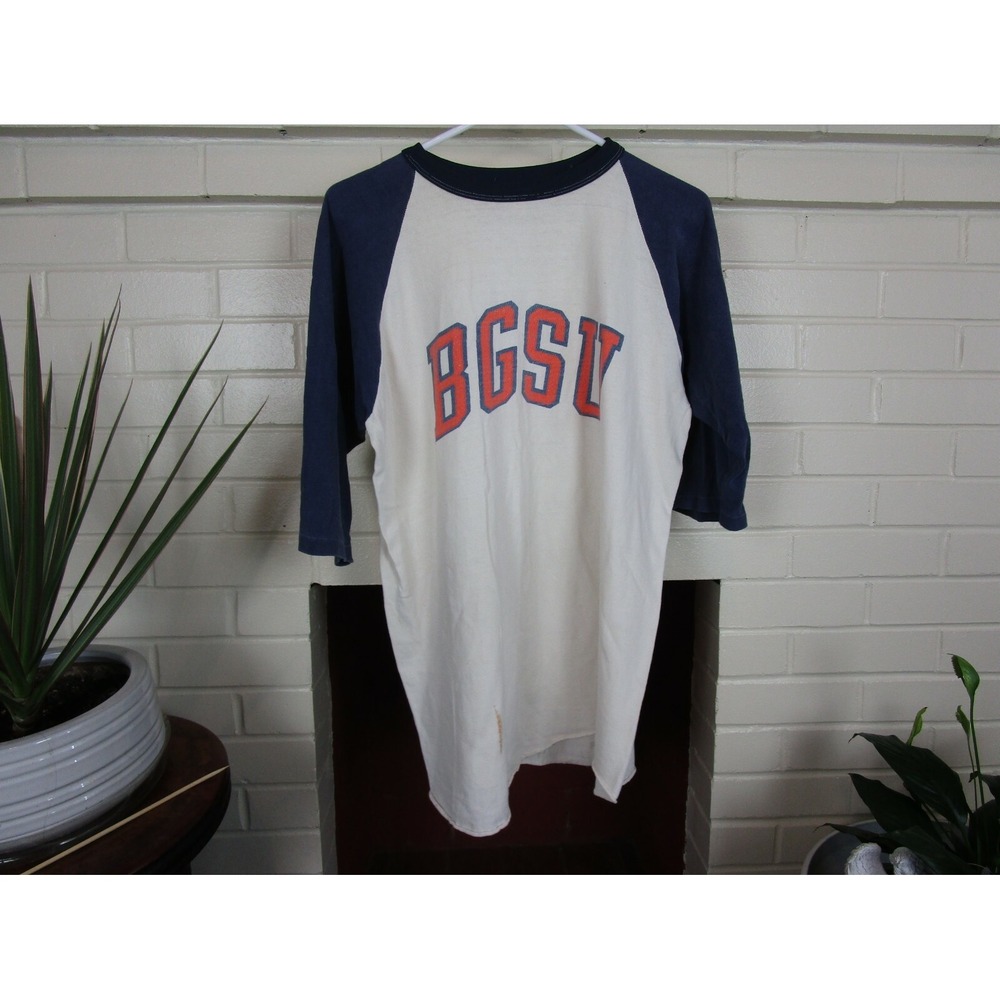 VTG Bowling‎ Green BGSU Raglan 3/4 Sleeve Shirt Tee Ohio College Velva Sheen